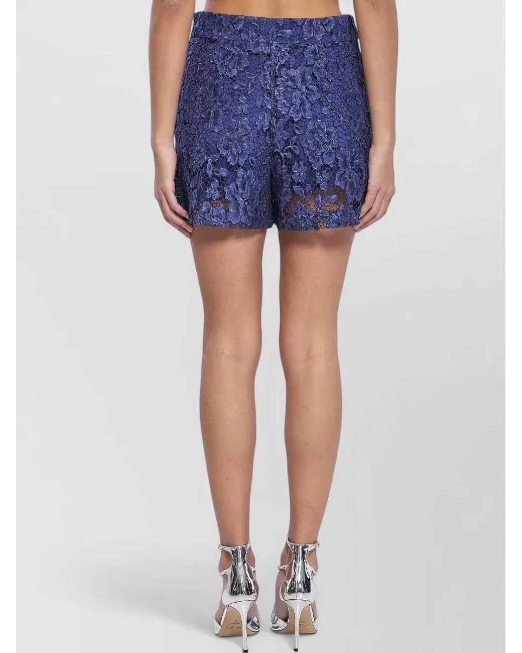 FEDERICA TOSI Blue Lace High-Rise Tailored Shorts