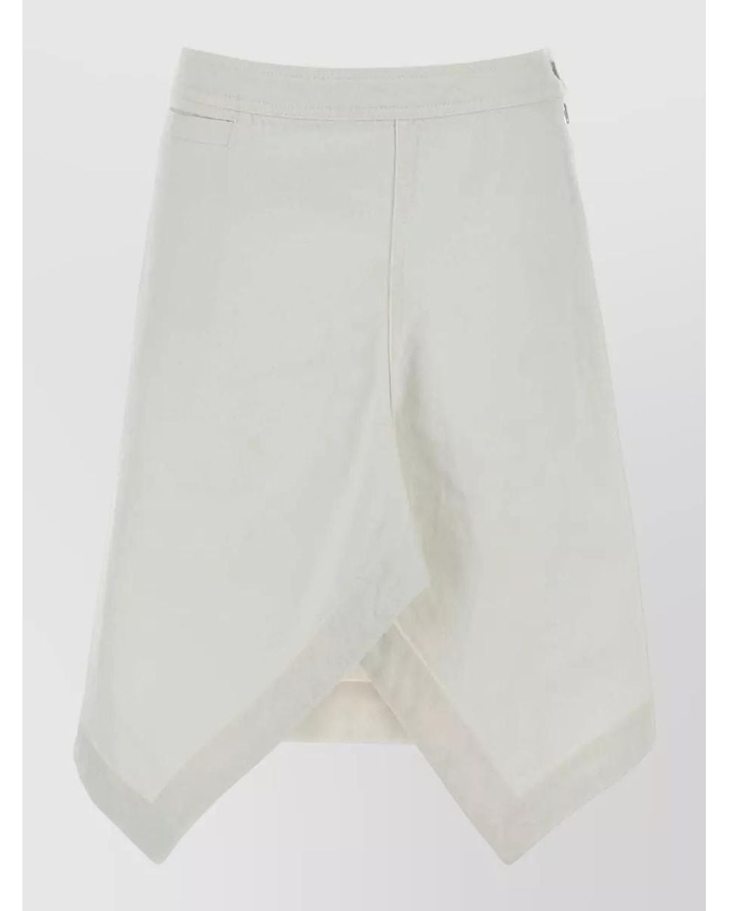 Lemaire White Asymmetric Cotton Denim Skirt