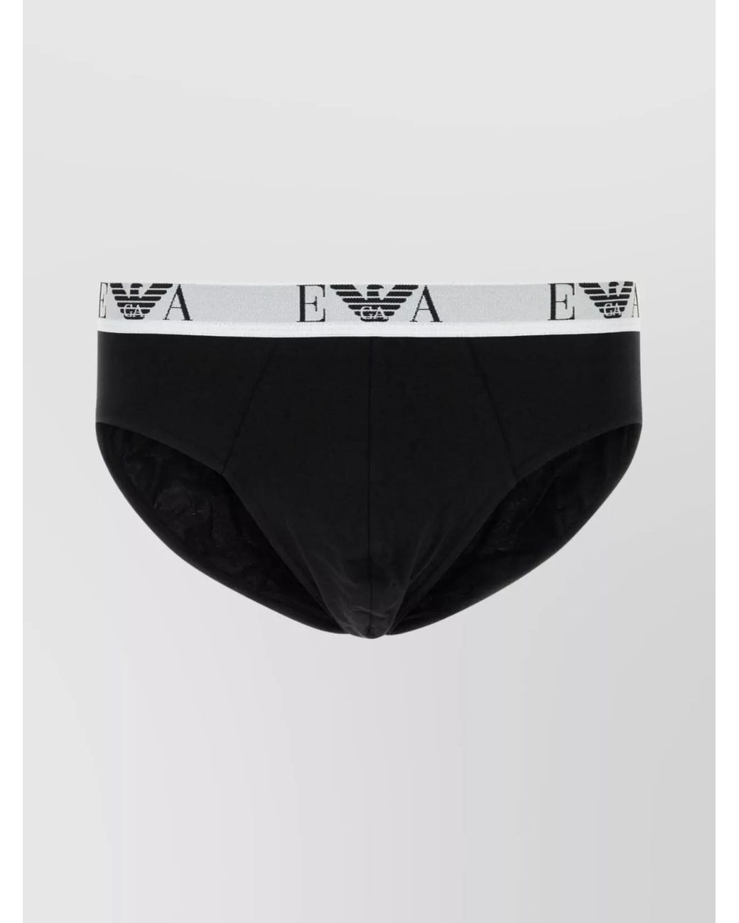 Emporio Armani Black Stretch Cotton Brief Set With Elastic Waistband for men