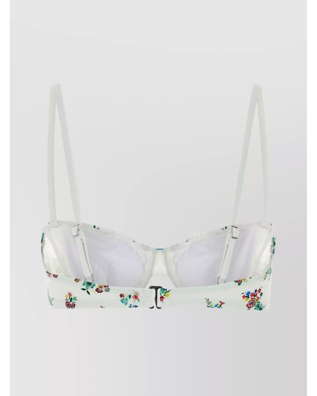 Tory Burch White Floral-Print Bikini Top