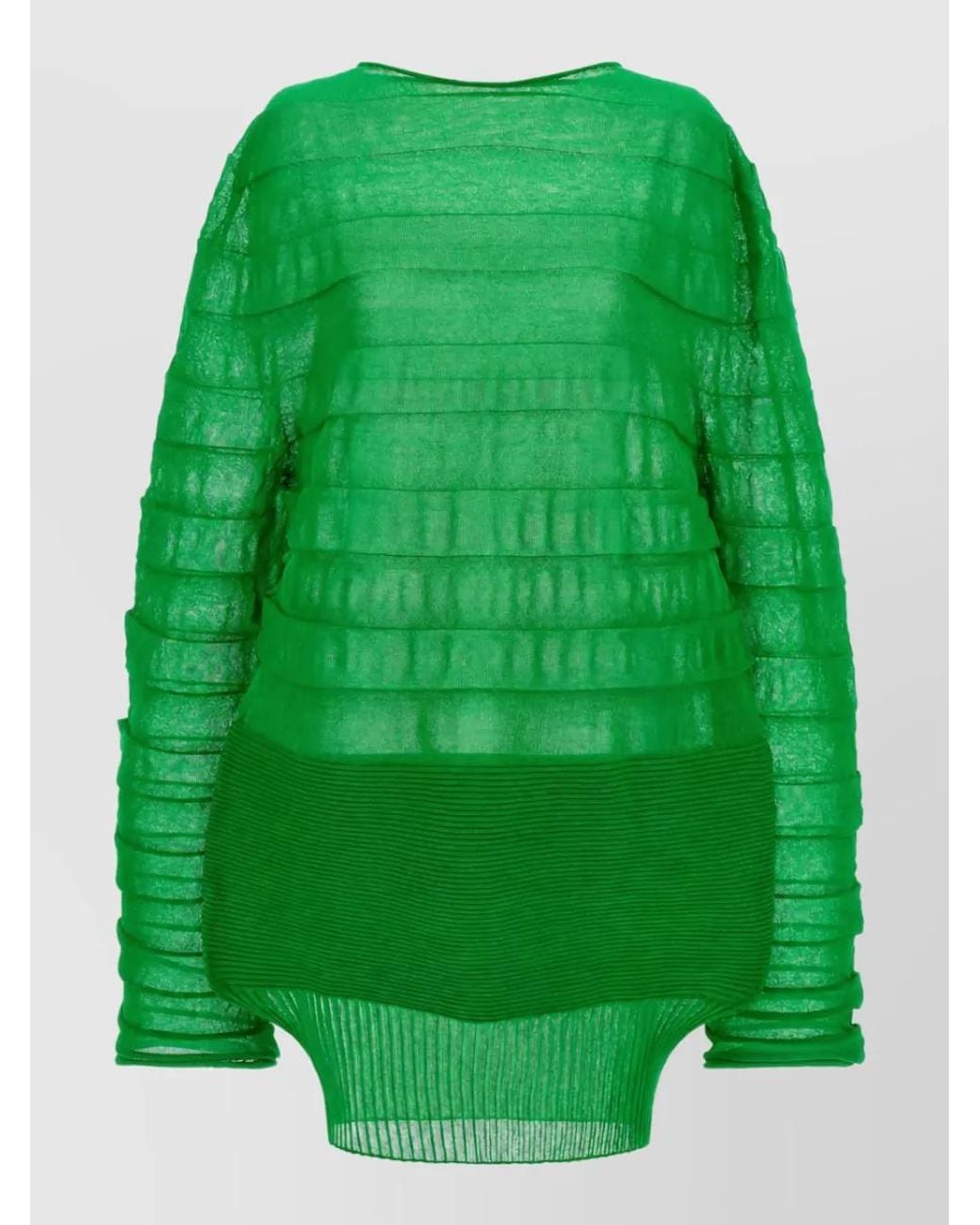 Issey Miyake Green Moving Knit Asymmetric Hem Sweatshirt