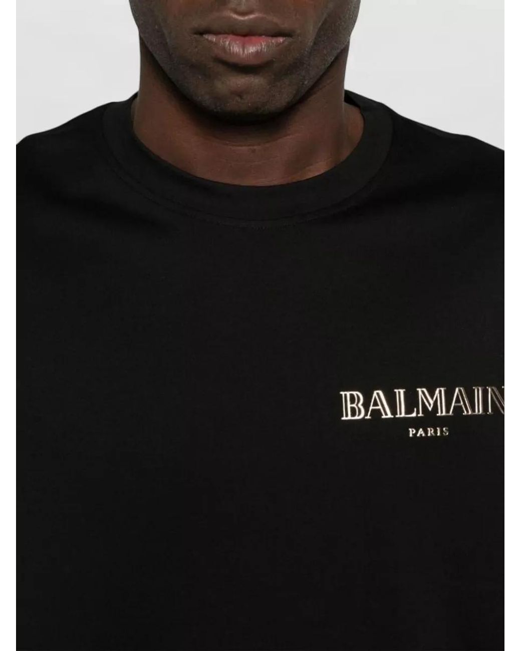 Balmain Black Cotton T-Shirt for men