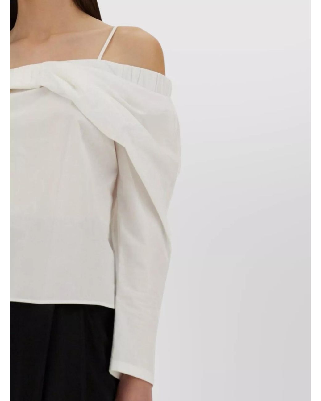 Nina Ricci White Cotton Off-Shoulder Blouse