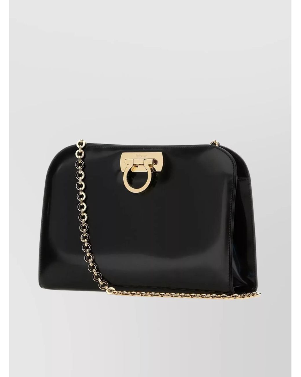 Ferragamo Black Gancini Leather Clutch Bag