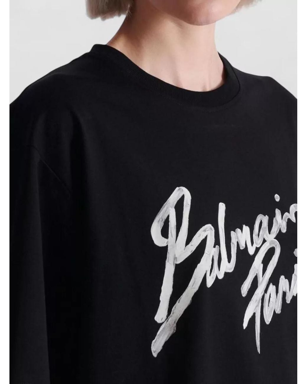 Balmain Black Cotton Logo Print Short Sleeve T-Shirt