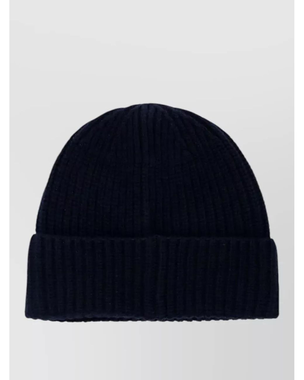 Stone Island Blue Ribbed Virgin Wool Beanie for men