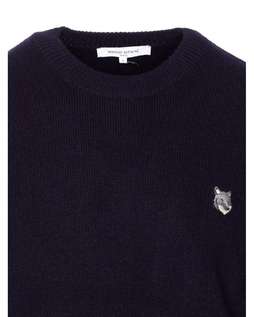 Maison Kitsuné Blue Wool Comfort-Fit Long-Sleeve Jumper for men