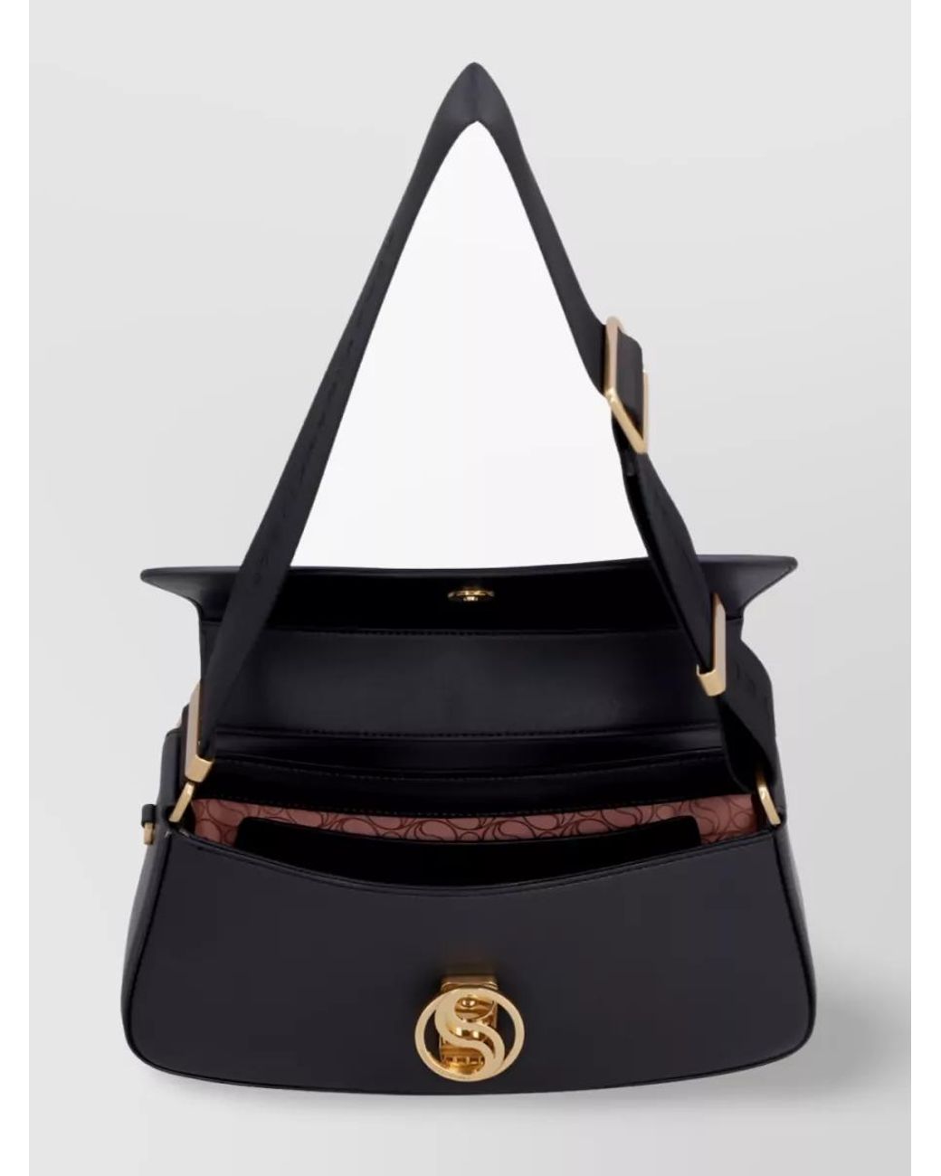 Stella McCartney Black S-Wave Small Alter Mat Shoulder Bag