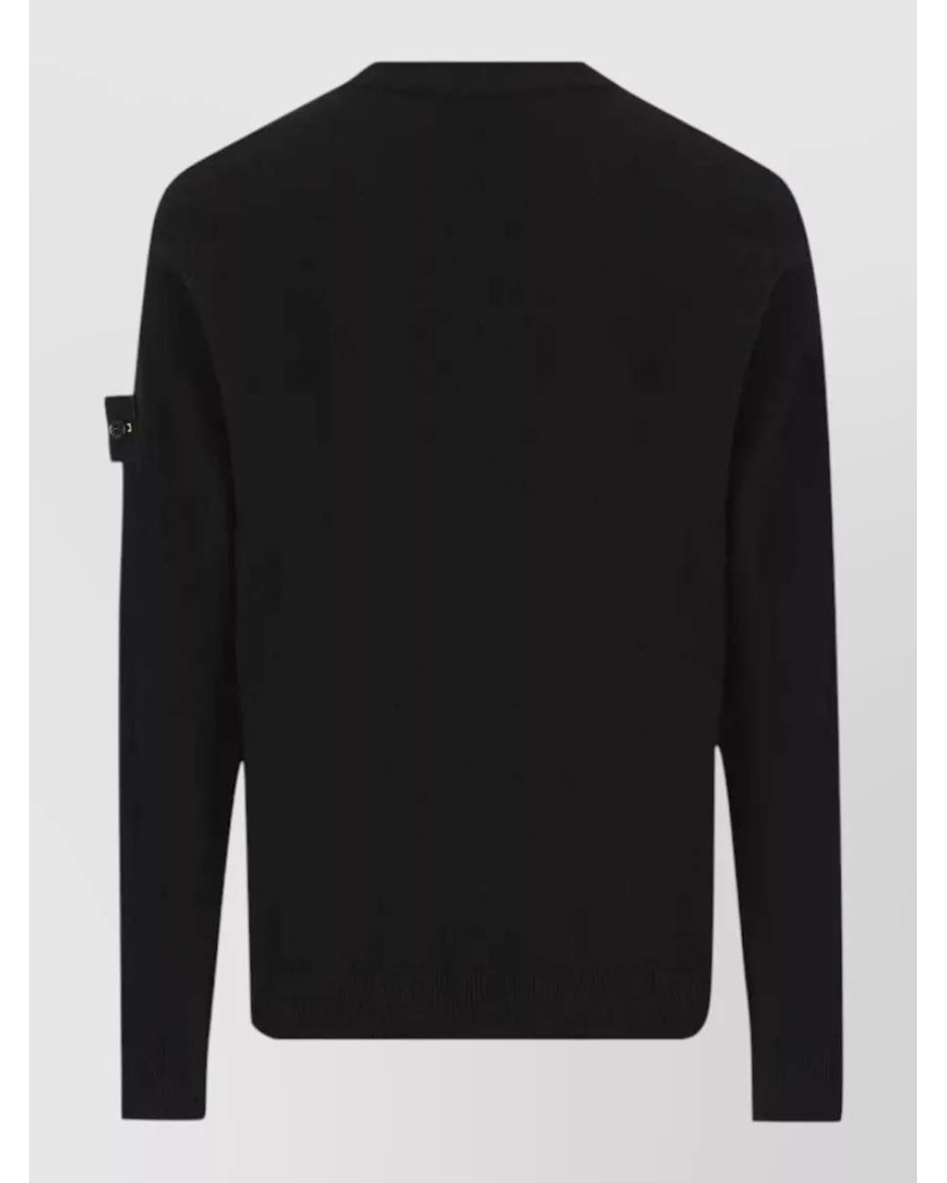 Stone Island Black Virgin Wool Ribbed Crew Neck Sweater for men