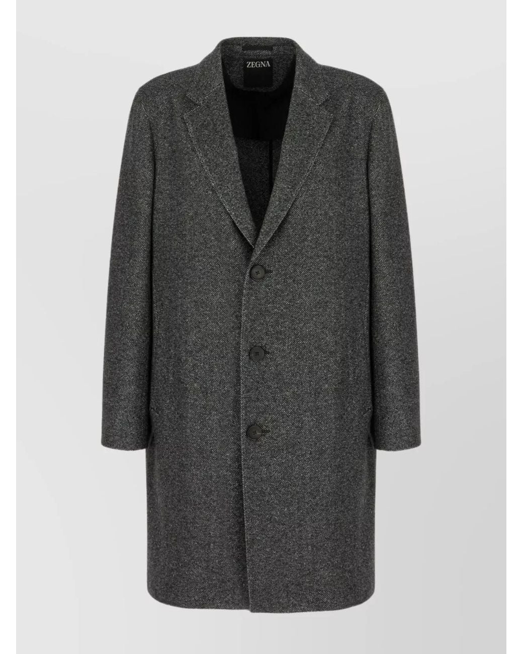 Zegna Gray Cashmere Silk Single Breasted Coat for men