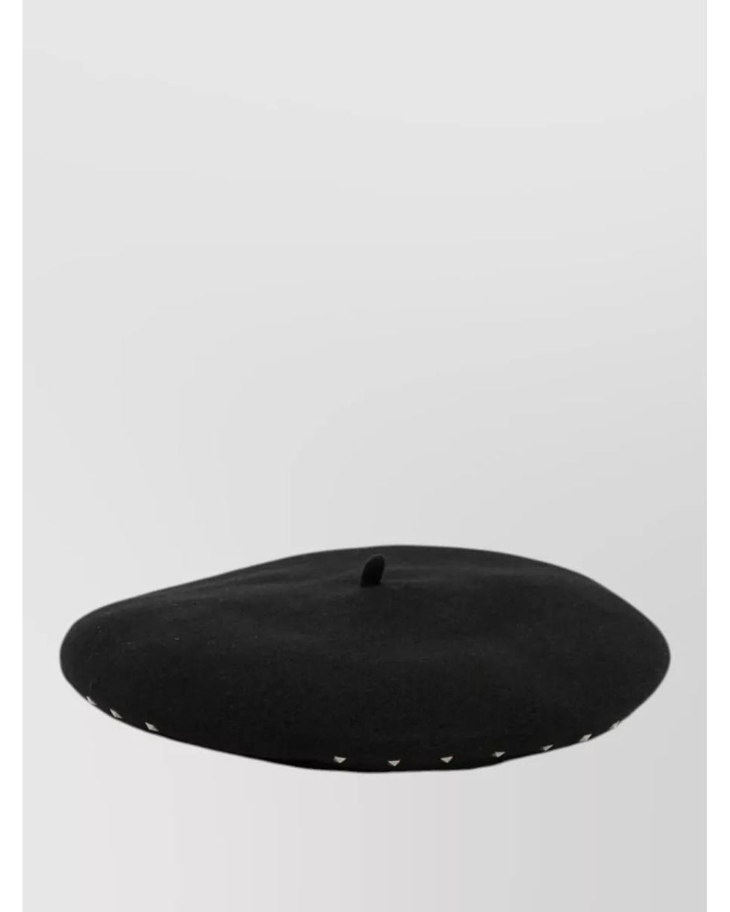 Emporio Armani White Wool Stud-Embellished Logo Beret