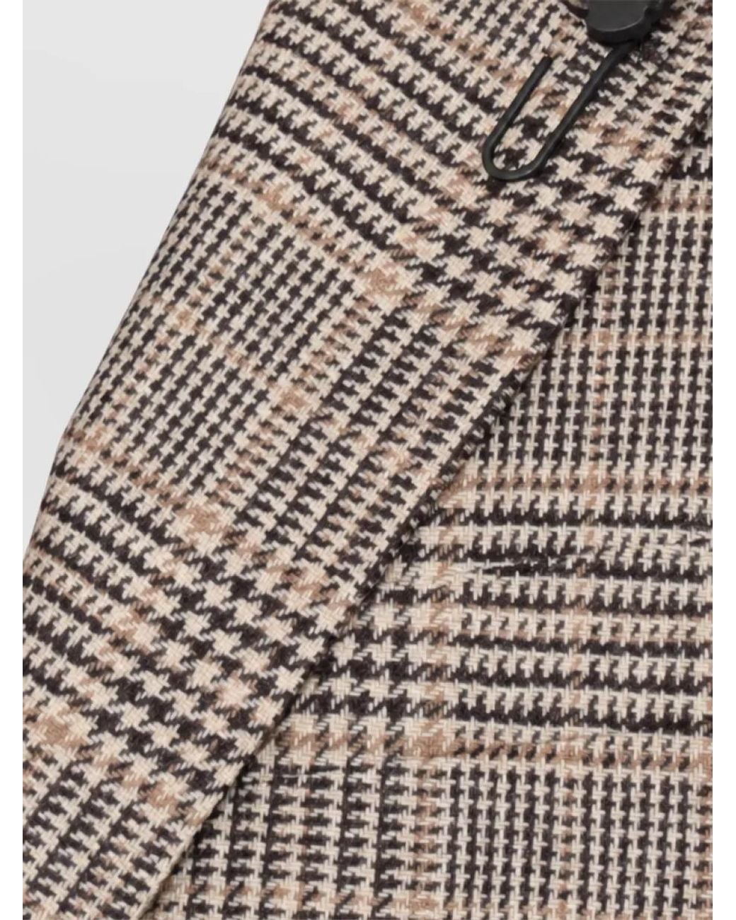 Lardini Brown Prince Of Wales Wool Cashmere Single-Breasted Suit Jacket for men