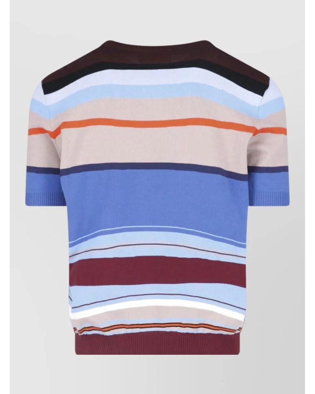 Fendi Blue Embroidered Cotton Crewneck T-Shirt for men