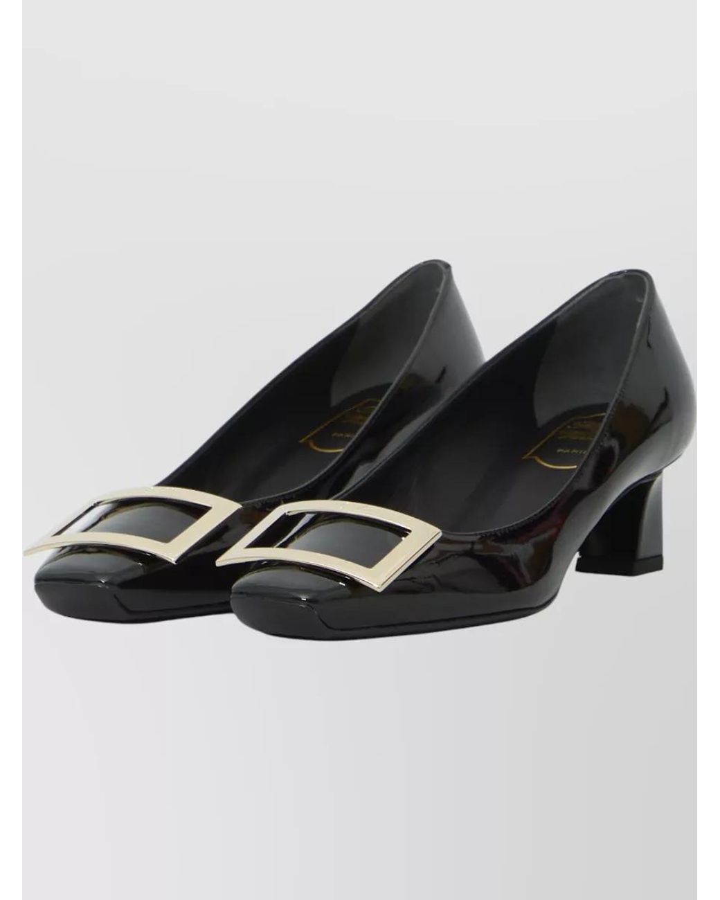 Roger Vivier Black Leather Square-Toe Pumps