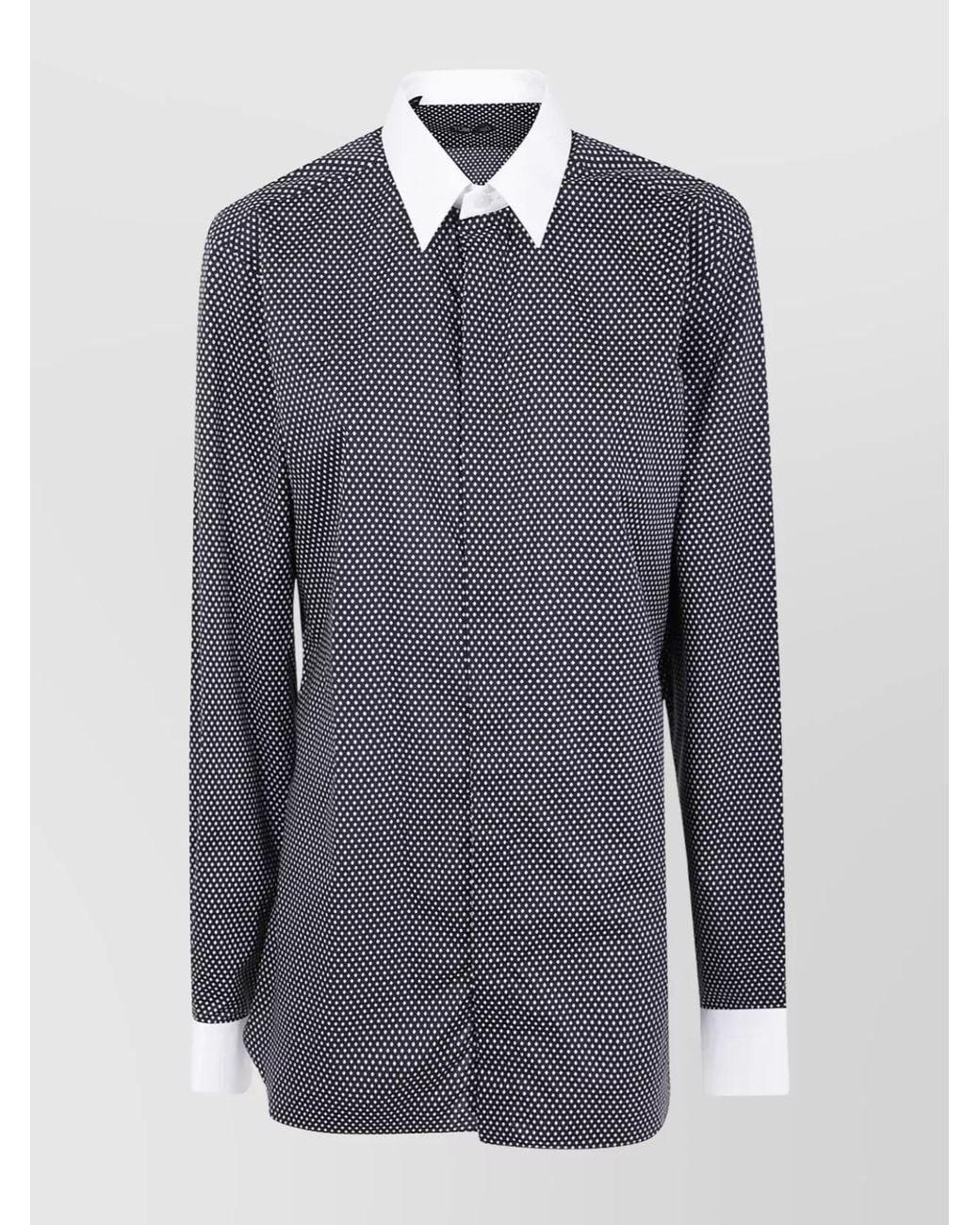 Tom Ford Blue Cotton Diamond Print Classic Fit Shirt for men
