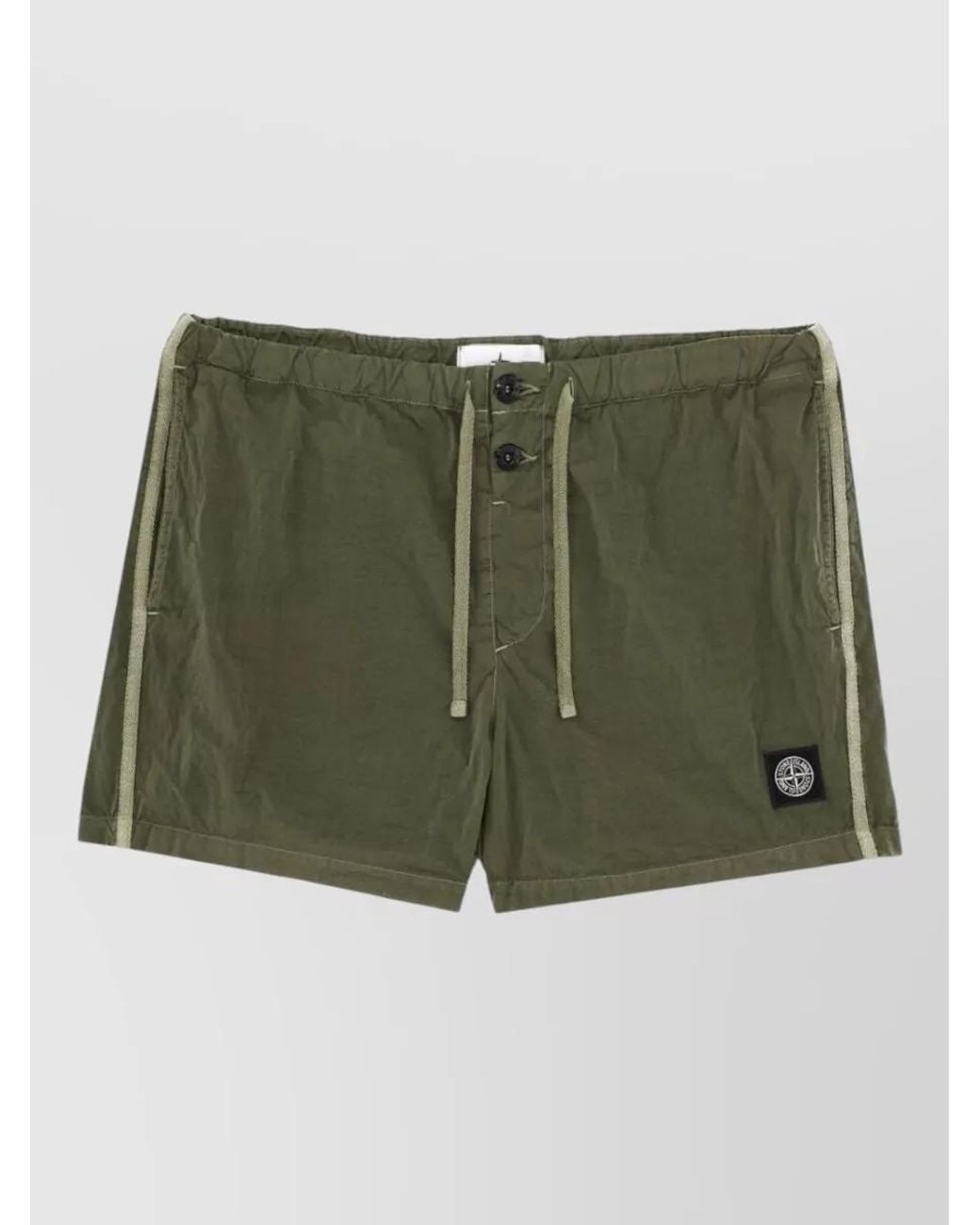 Stone Island Green Logo Patch Swim Shorts for men
