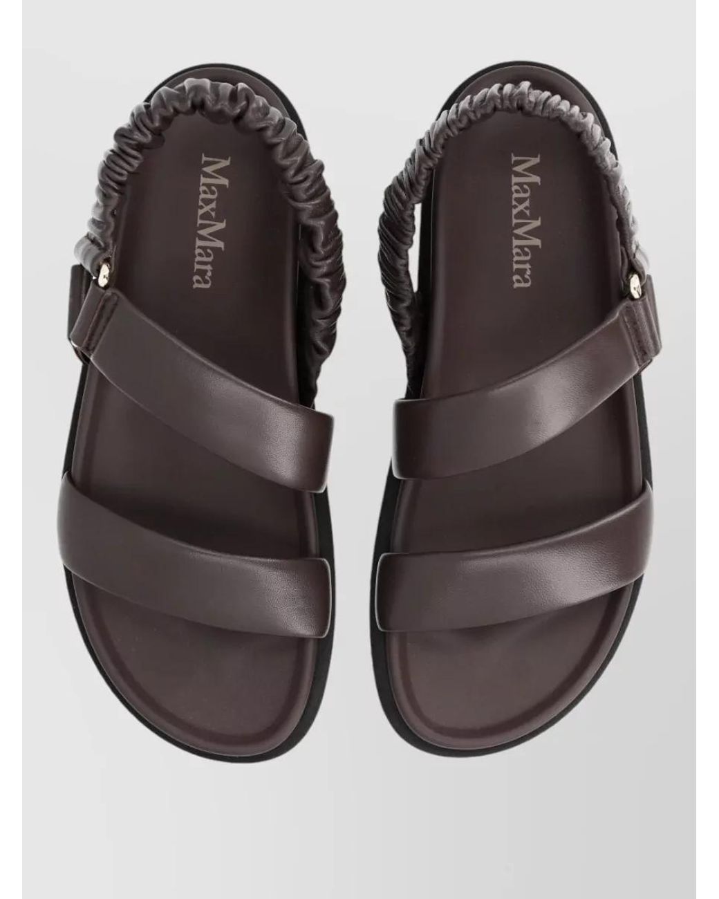Max Mara Gray Leather Macro Slides