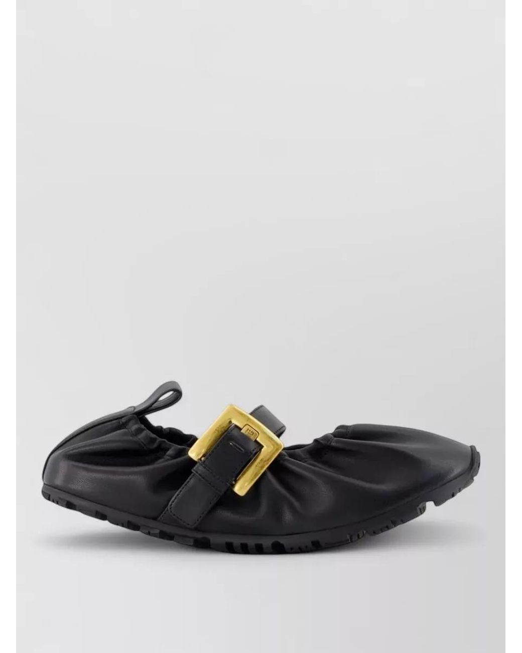 Balmain Black Leather Almond-Toe Ballerina Flats