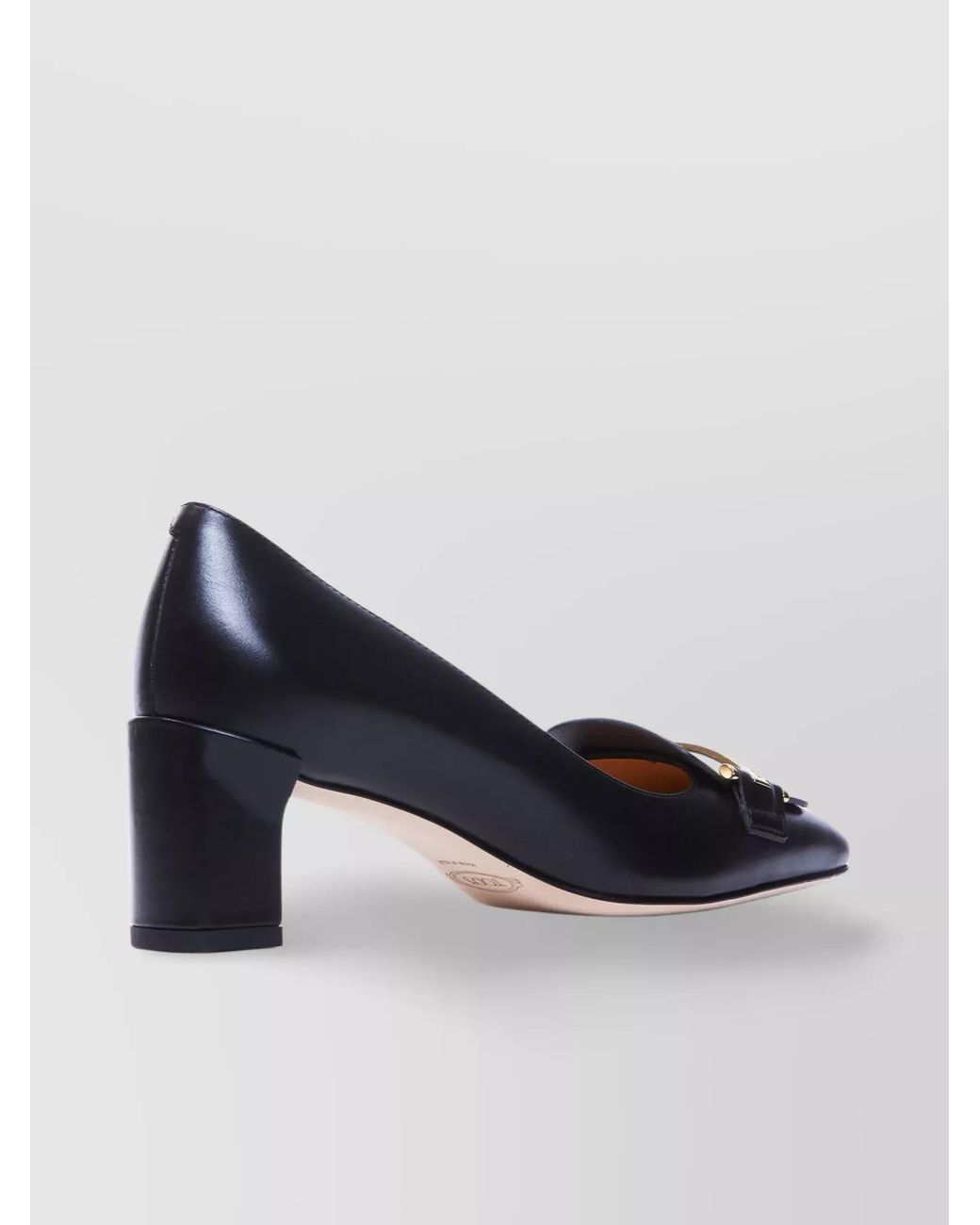 Tod's Blue Leather Square-Toe Block-Heel Pumps