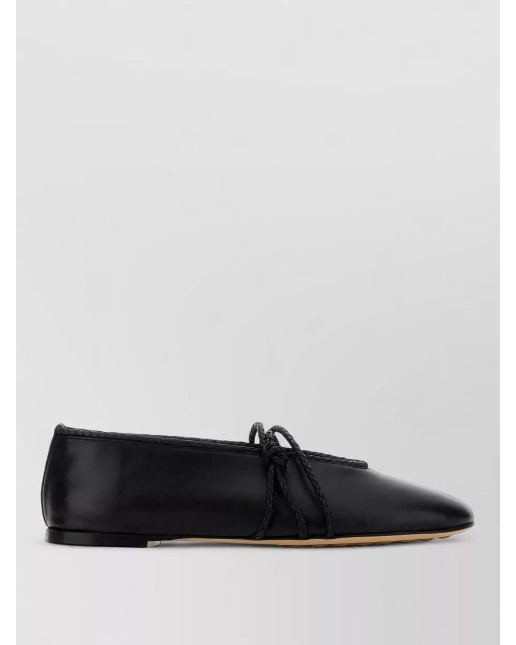 Bottega Veneta Black Leather Mary Jane Ballerina Flats