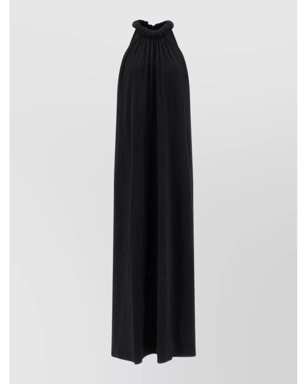 Nude Black Cotton Jersey Sleeveless Halterneck Maxi Dress