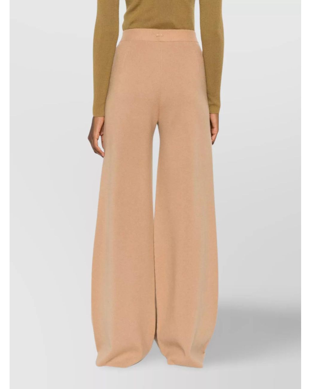 Max Mara Natural Cashmere Wool Straight-Leg Trousers