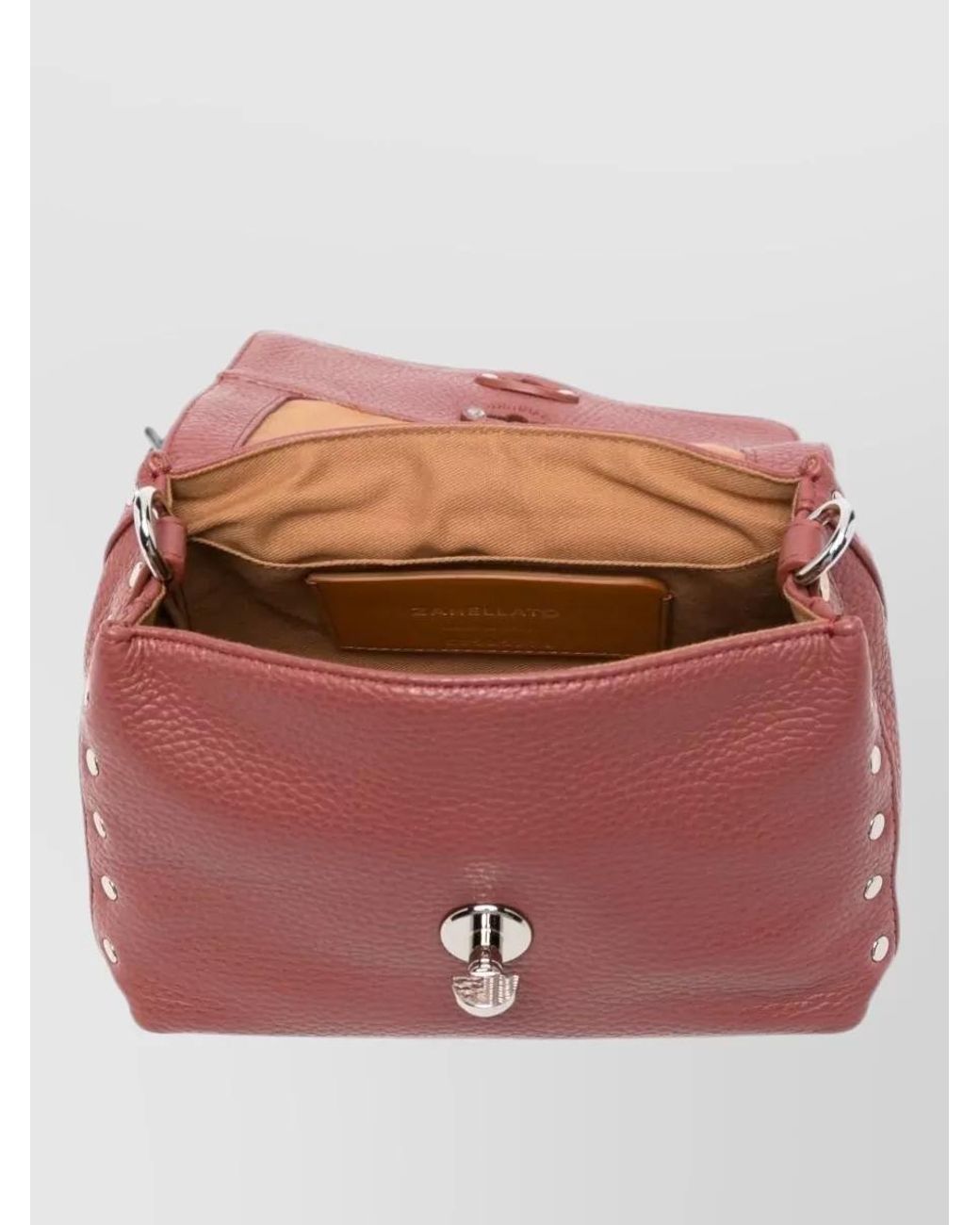 Zanellato Pink Leather Stud-Embellished Shoulder Bag
