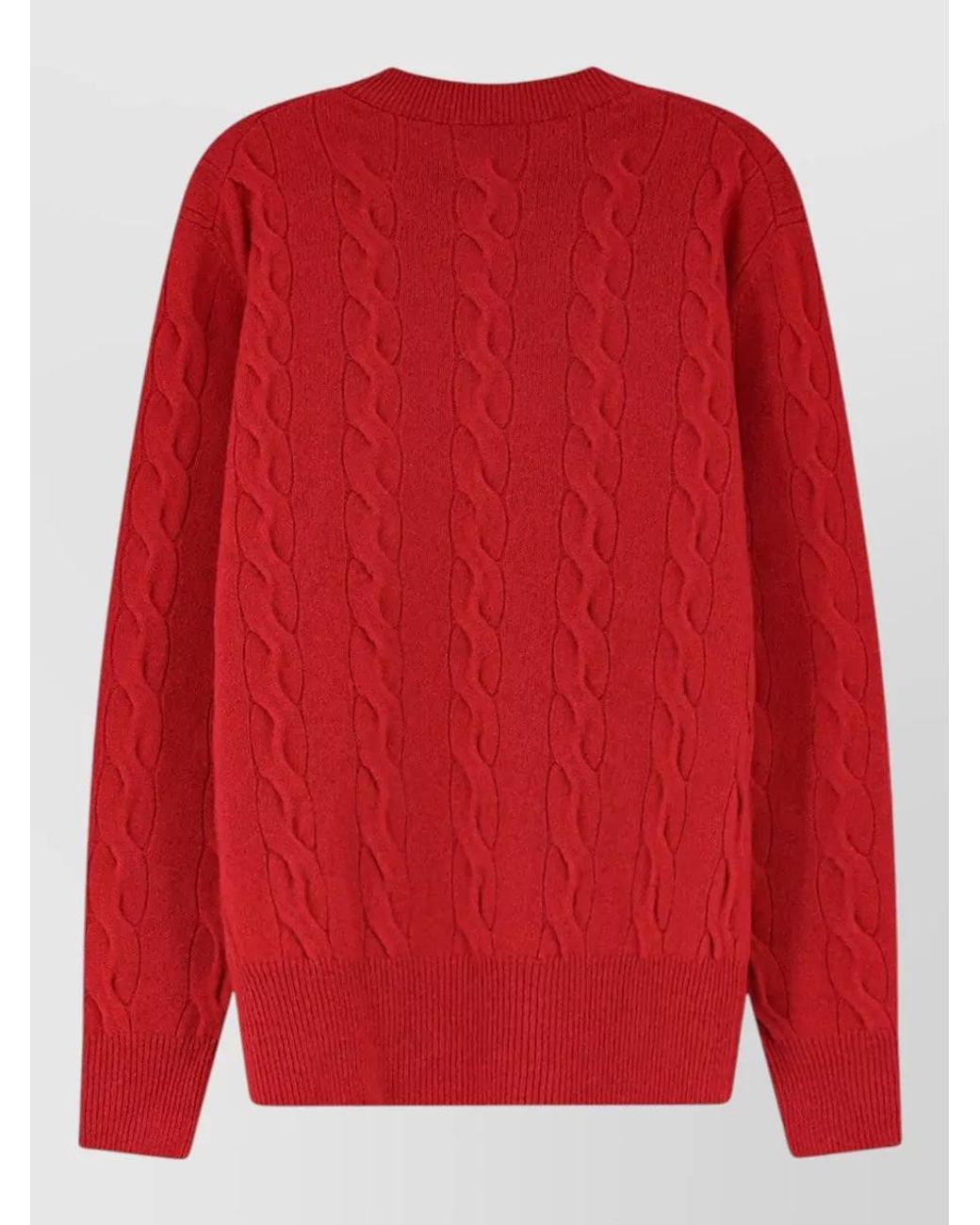 AMI Red Cable-Knit Wool Crew-Neck Sweater for men