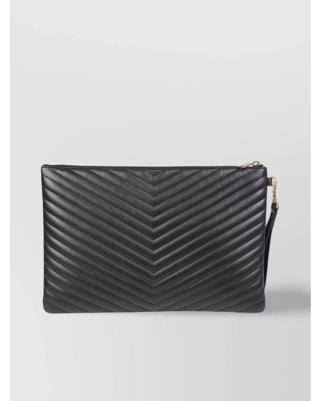 Saint Laurent Gray Cassandre Leather Clutch Bag