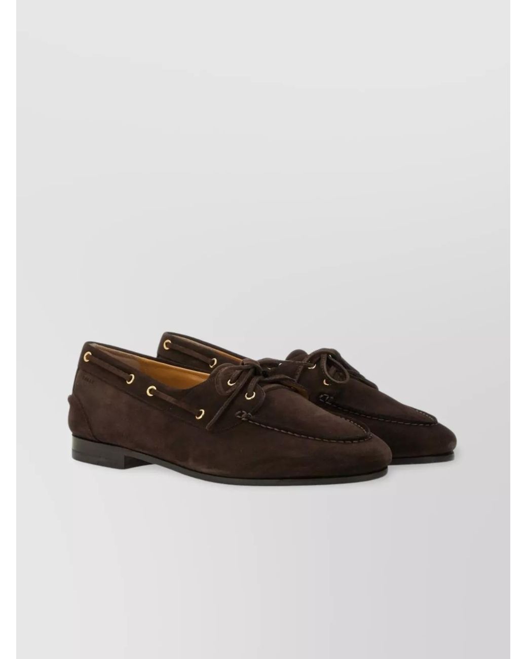 Bally Brown Suede Leather Lace-Up Loafers for men
