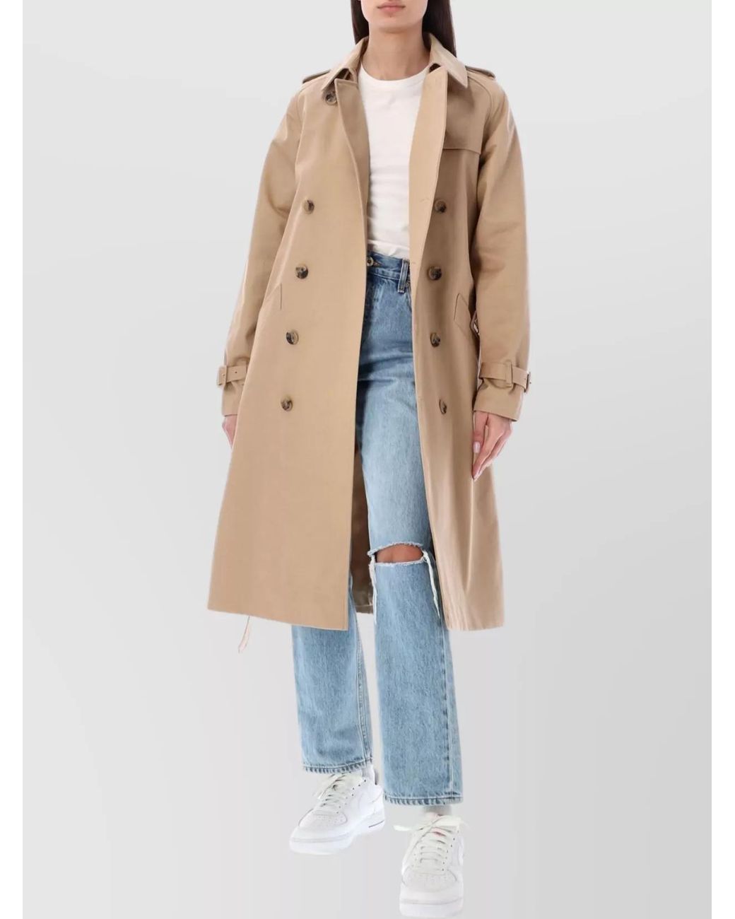 A.P.C. White Cotton Double-Breasted Trench Coat