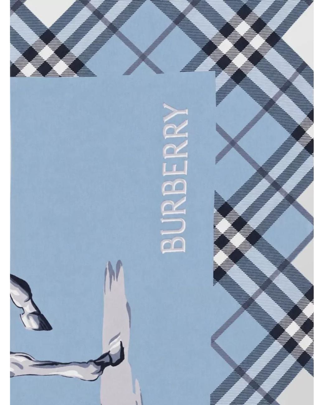 Burberry Blue Silk Printed Scarf for men