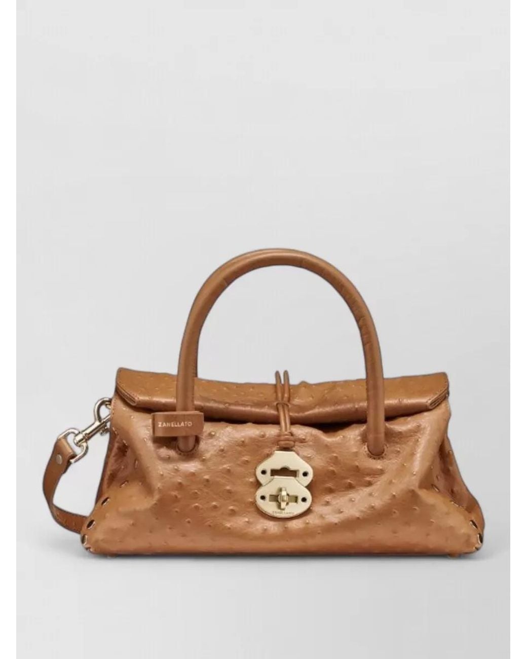 Zanellato Brown Cactus Small Shoulder Bag Detachable Strap