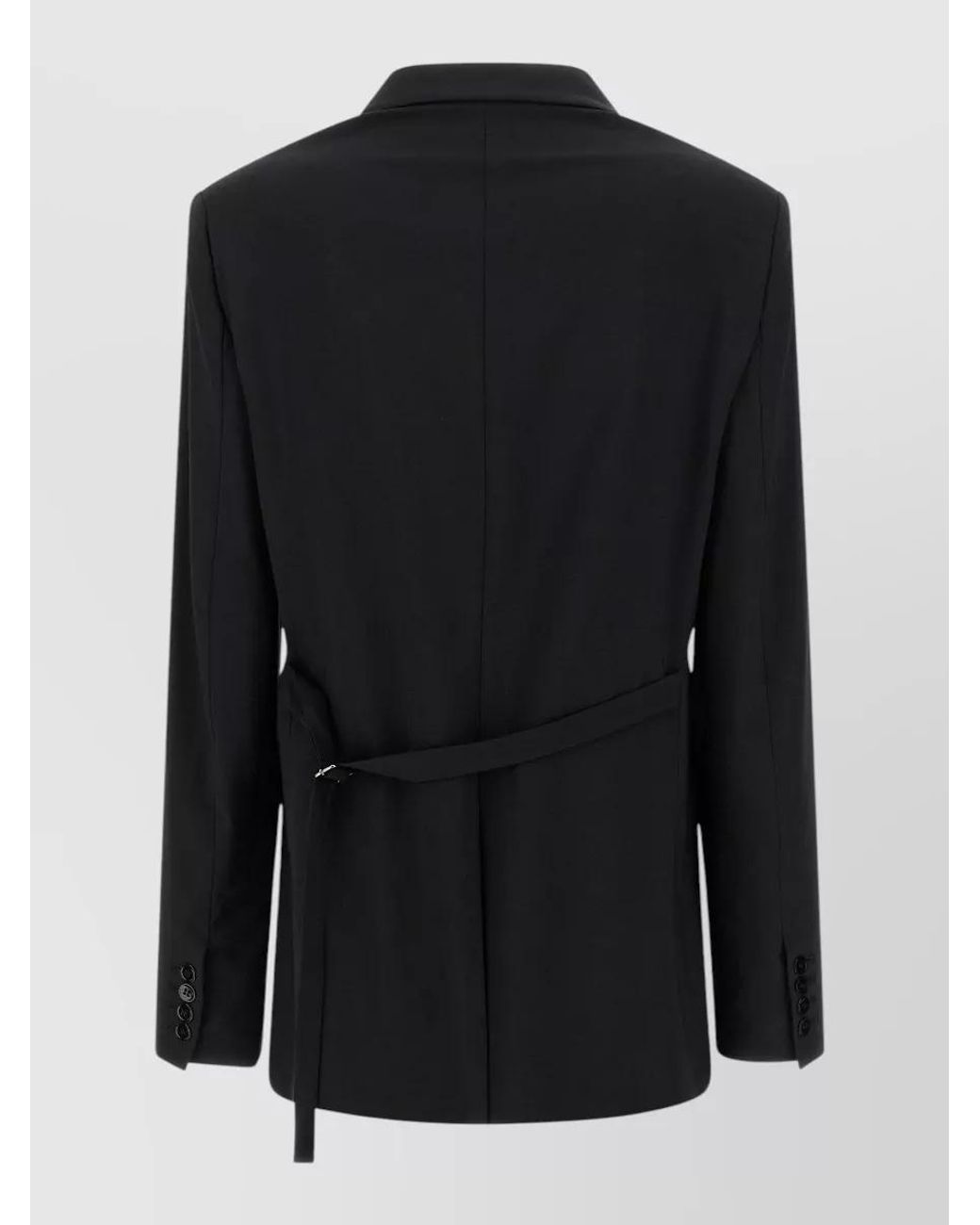 Nensi Dojaka Black Single-Breasted Belted Blazer