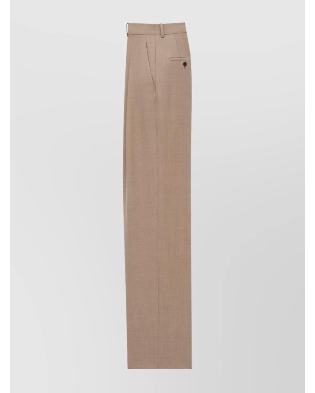 Saint Laurent Natural Wool High-Rise Wide-Leg Tailored Trousers