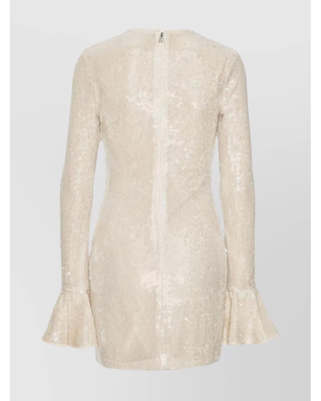 ROTATE BIRGER CHRISTENSEN Natural Sequin Embellished Dress Flared Cuffs