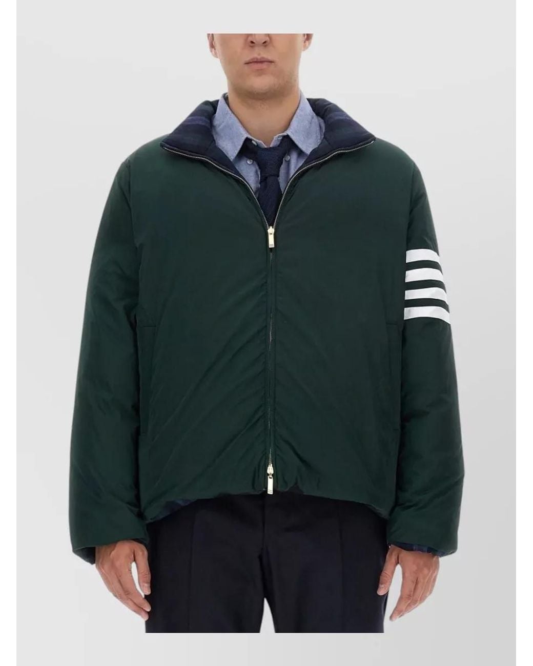 Thom Browne Blue Wool Cashmere Bomber Jacket for men
