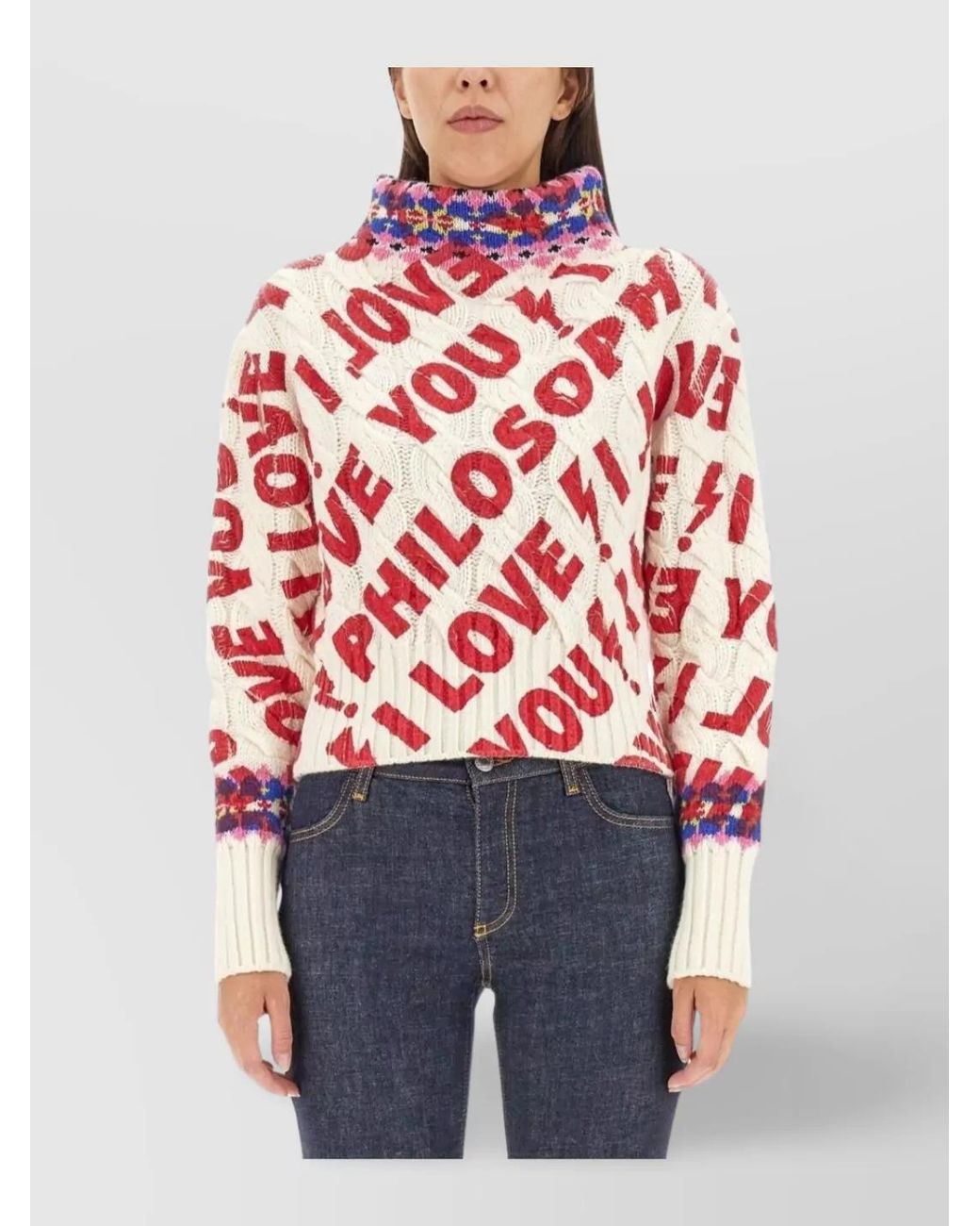 Philosophy Blue Wool High Neck Jumper