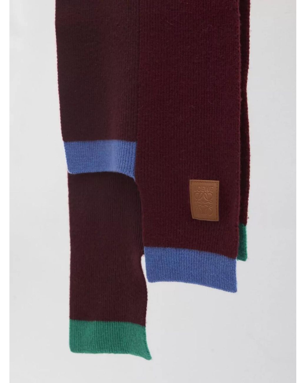 Loewe Purple Wool Ribbed Asymmetric Scarf