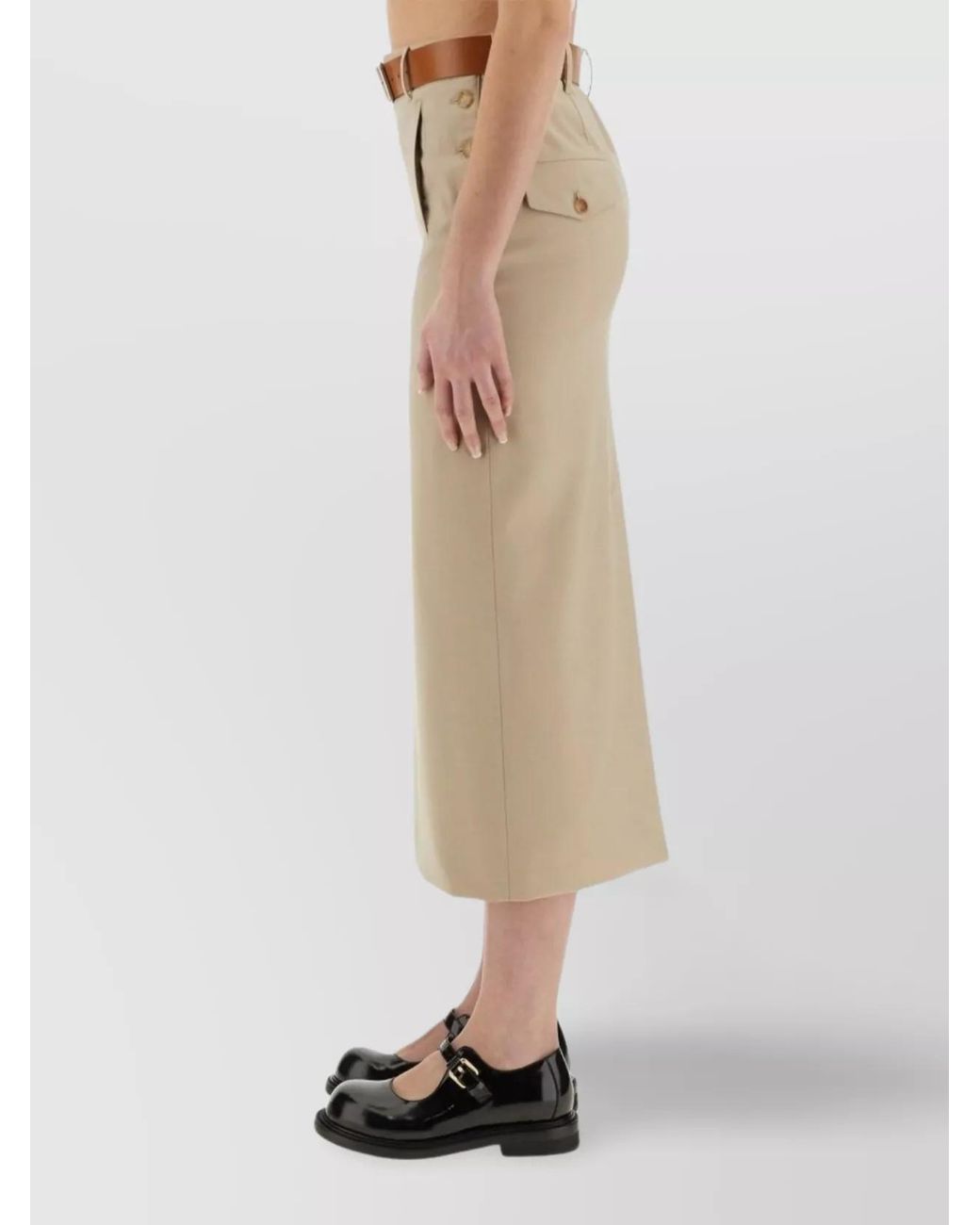 Moschino White Virgin Wool High-Rise Long Skirt