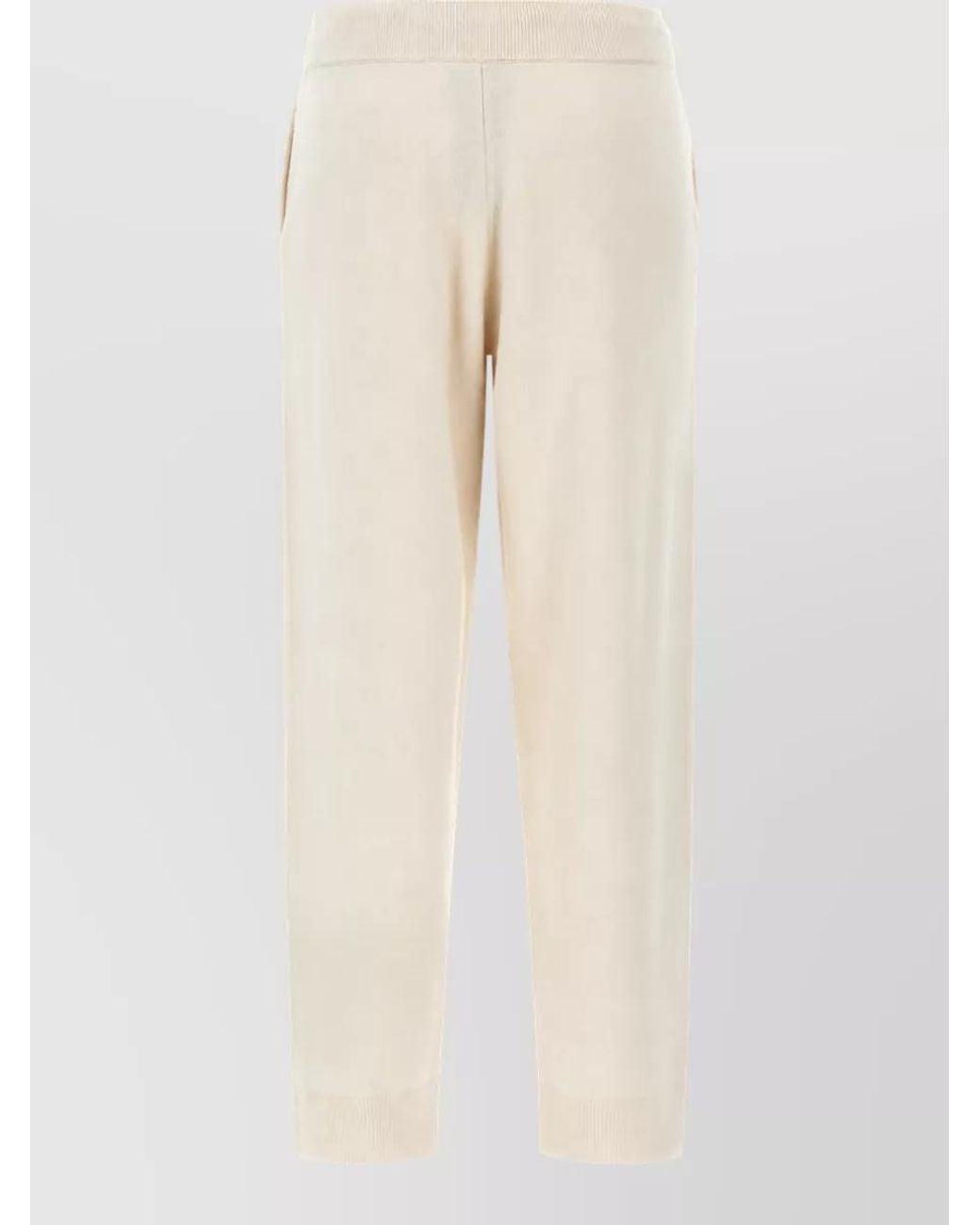 Yves Salomon Natural Cashmere Wool Ribbed Cuff Sweatpants