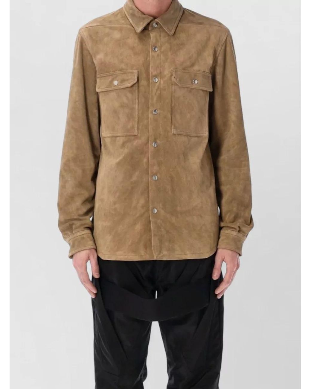 Rick Owens Natural Calf Leather Boxy Shirt Jacket for men