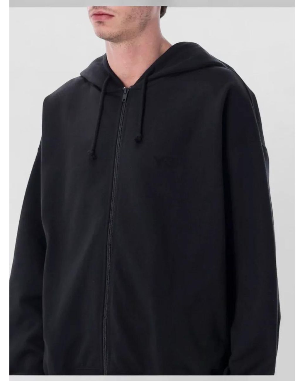 Y-3 Blue Cotton Blend Relaxed Fit Zip Up Hoodie for men