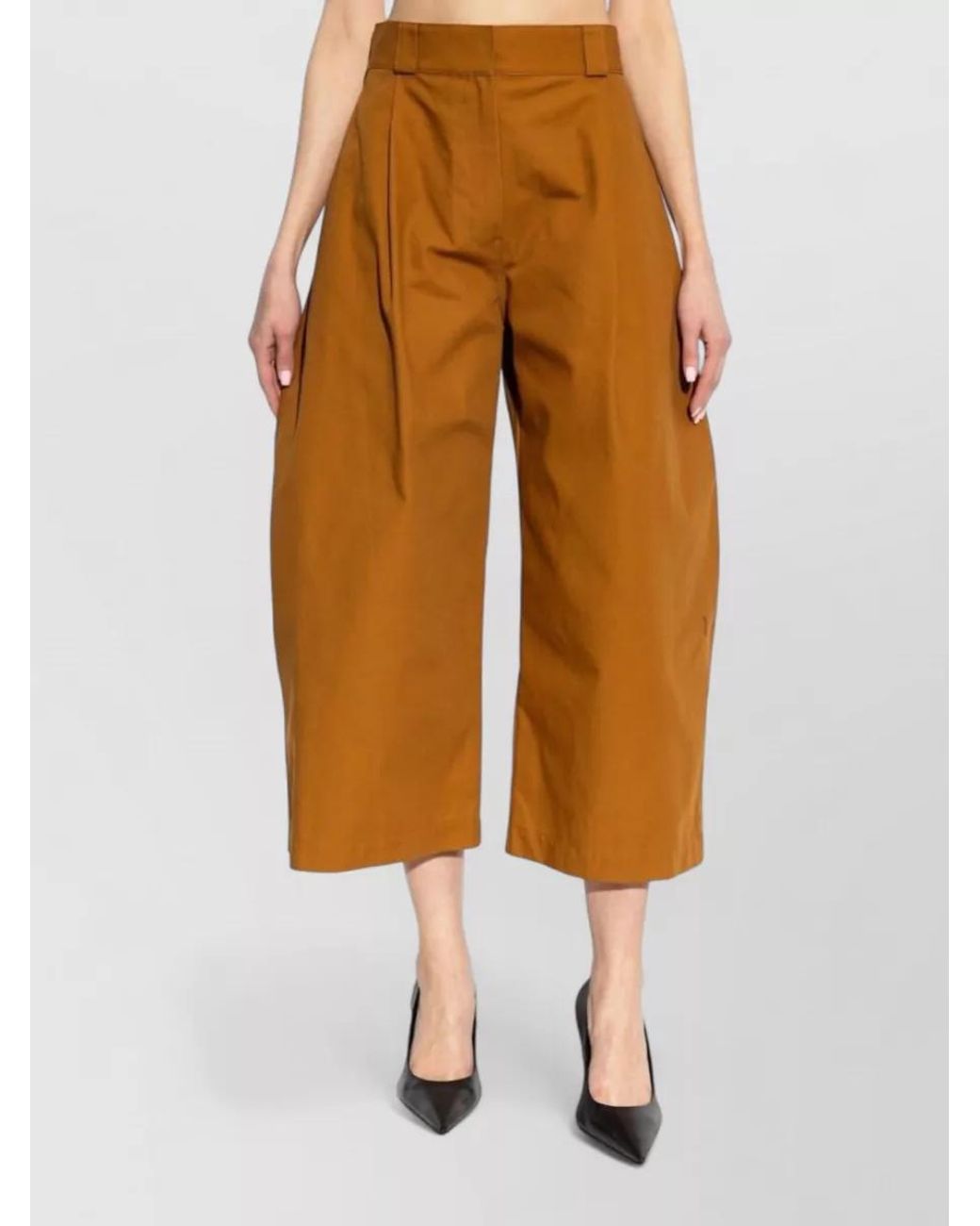 Balenciaga Orange Pleated Barrel-Leg Cropped Trousers