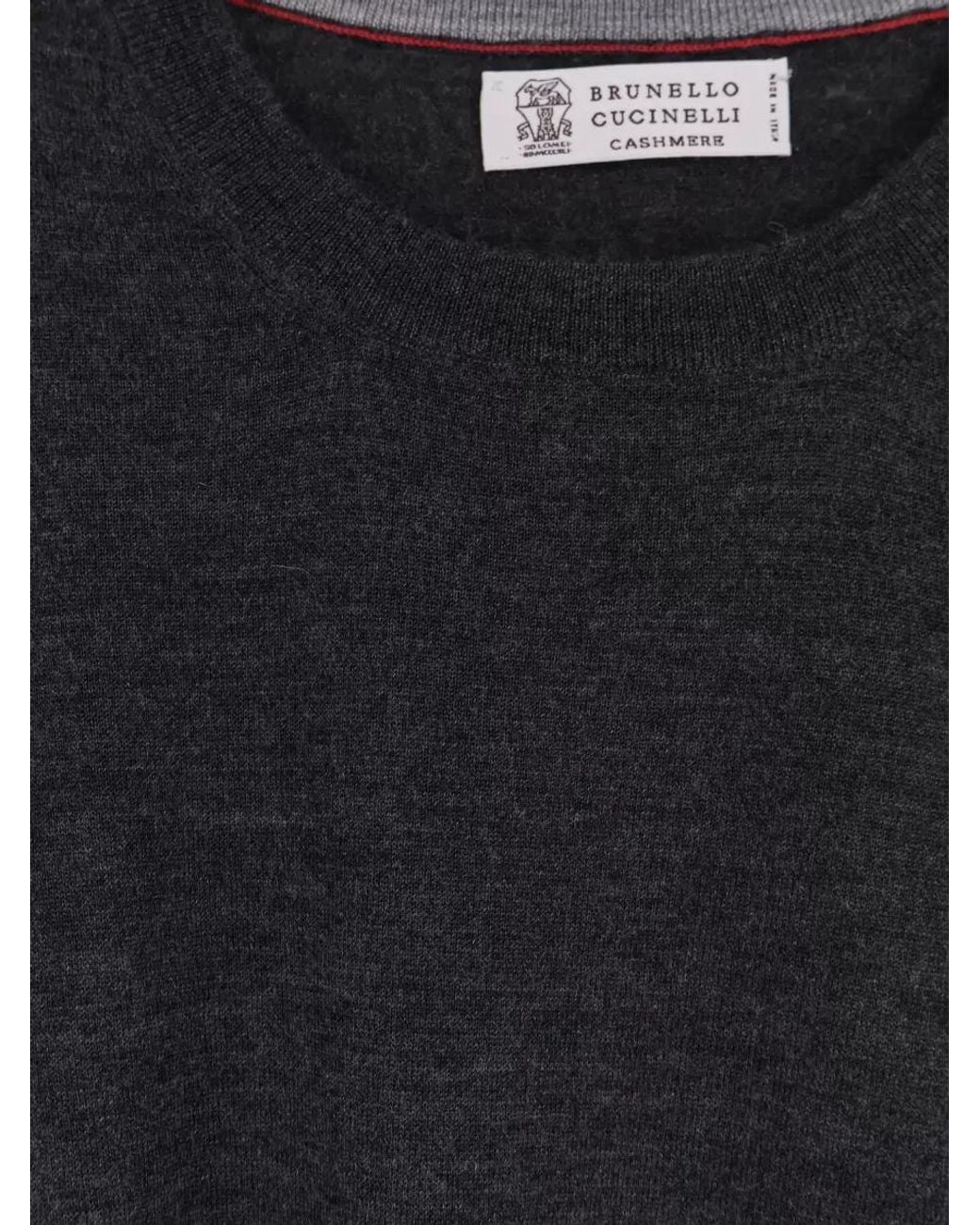 Brunello Cucinelli Blue Cashmere Silk Crew-Neck Long-Sleeve Sweater for men