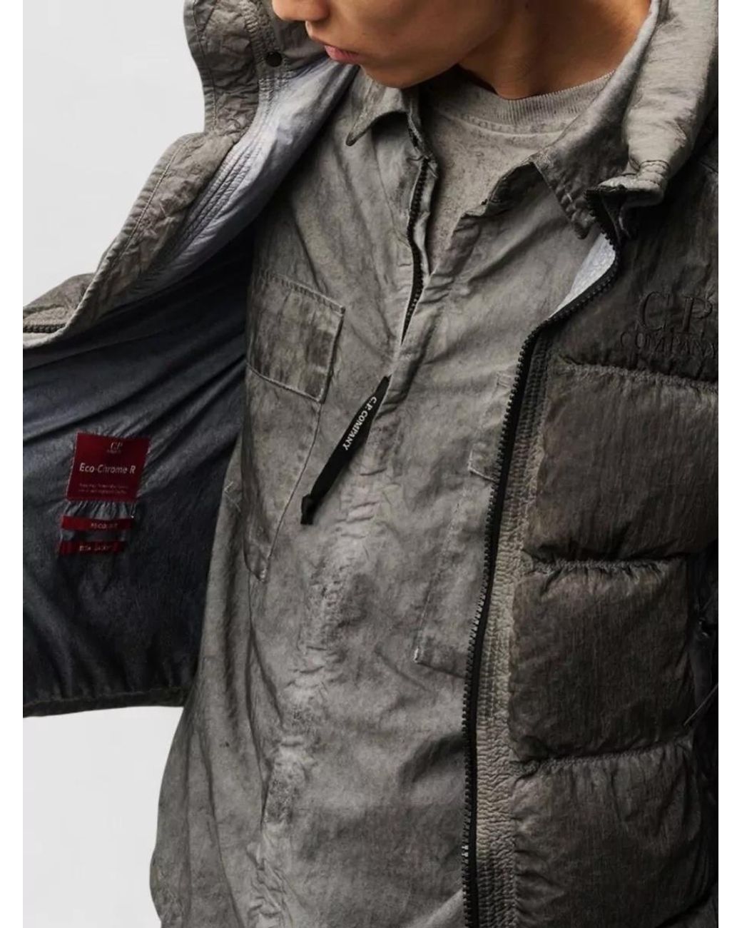 C P Company Black Nylon Hooded Padded Gilet for men