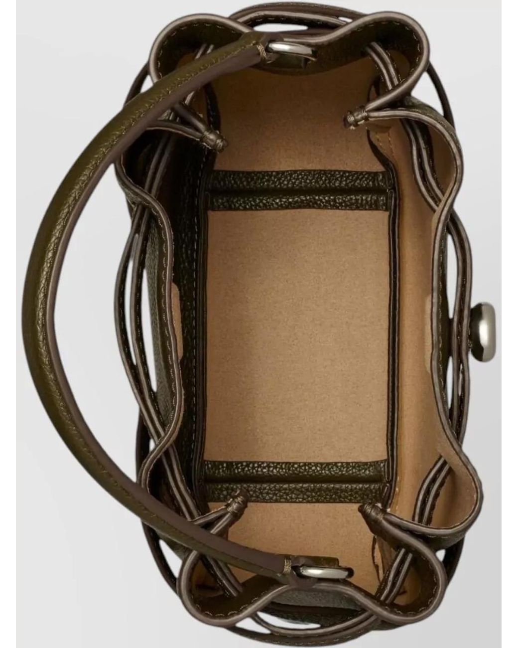 Tory Burch Green Romy Mini Leather Bucket Bag