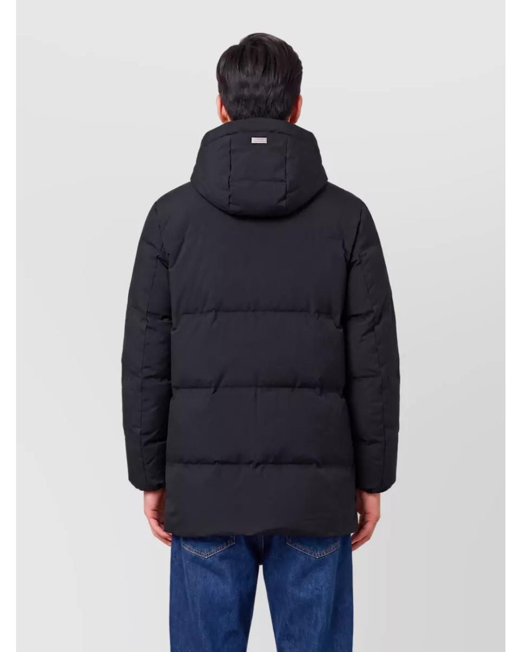 Herno Blue Down Quilted Hooded Puffer Coat for men