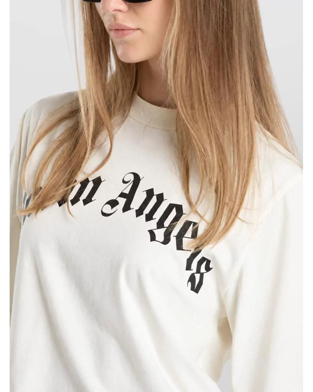 Palm Angels White Curved Logo Boxy T-Shirt