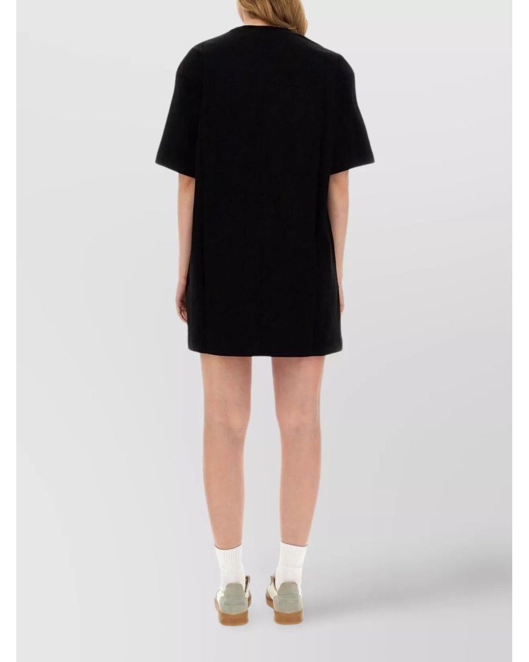 MSGM Black Cotton Logo-Print Short-Sleeve Mini Dress